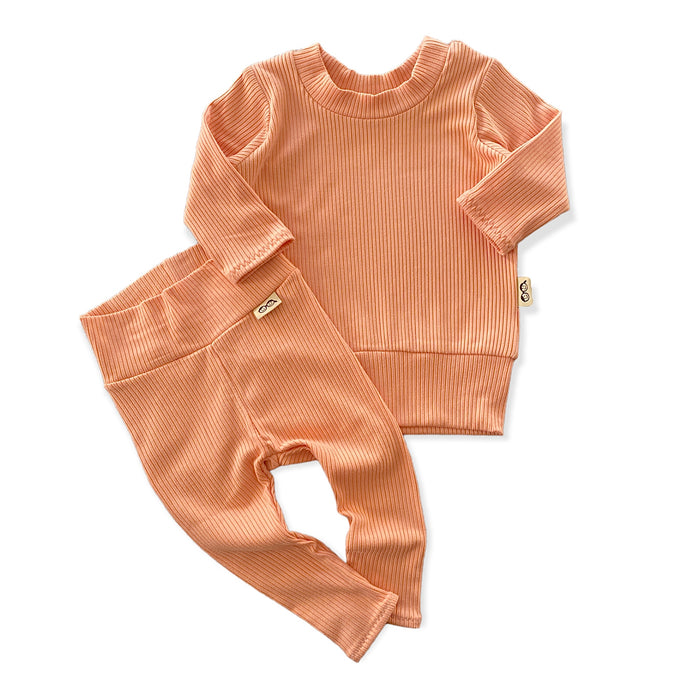 Melon Ribbed Lounge Set