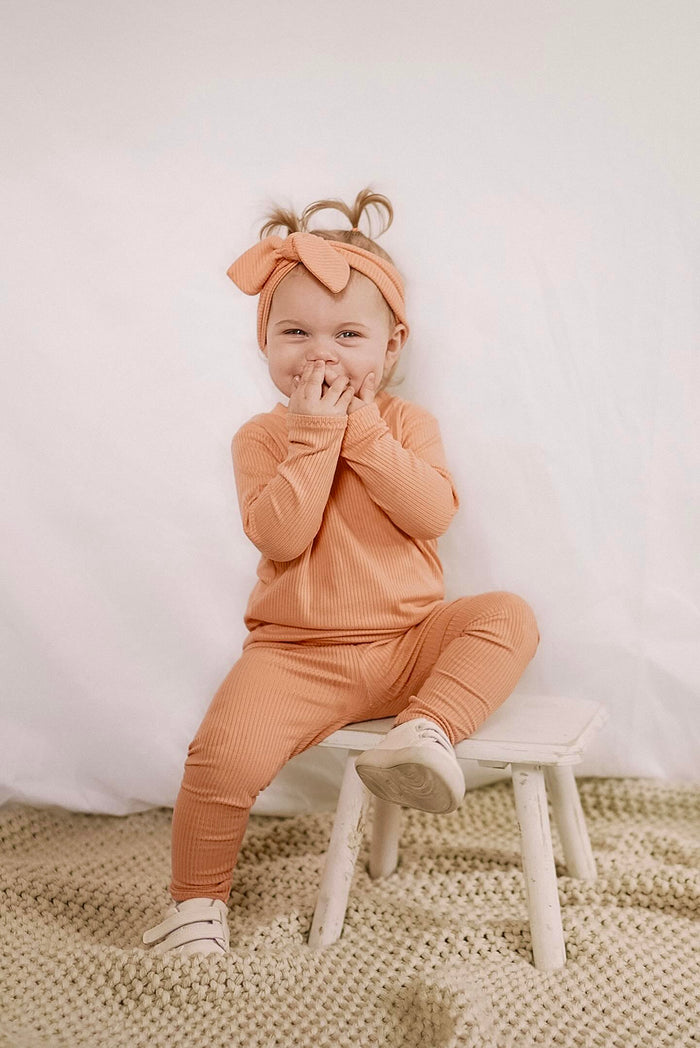 Melon Ribbed Lounge Set