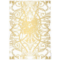 Invitation back with baroque scrolls and flowers in gold foil. Ceci New York logo centered in the bottom, middle of invitation.
