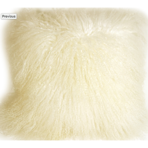 Mongolian Sheepskin Natural White Cushion 18" x 18"