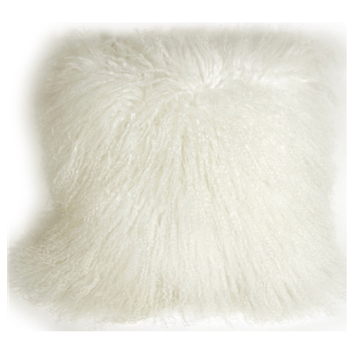 Mongolian Sheepskin Snow White Cushion 18" x 18"
