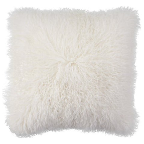 Mongolian Sheepskin Snow White Cushion 18" x 18"