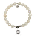 Moonstone Gemstone Bracelet with Captain Wheel Sterling Silver Charm