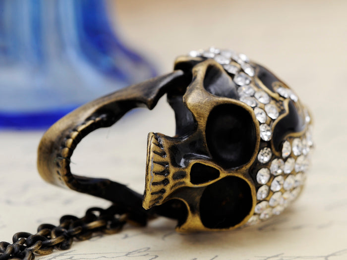 Moving Mandible Skull Head Pendant Necklace