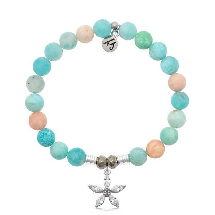 Multi Amazonite Gemstone Bracelet with Renewal Sterling Silver Charm