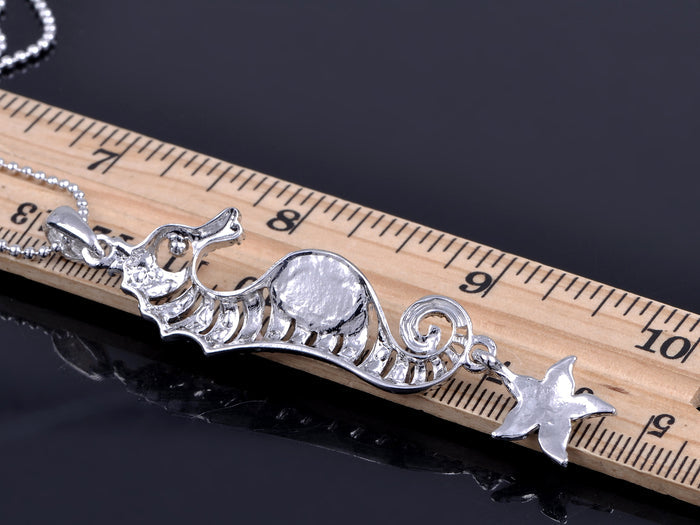 Nautical Seahorse Starfish Pendant Necklace - ALILANG.COM