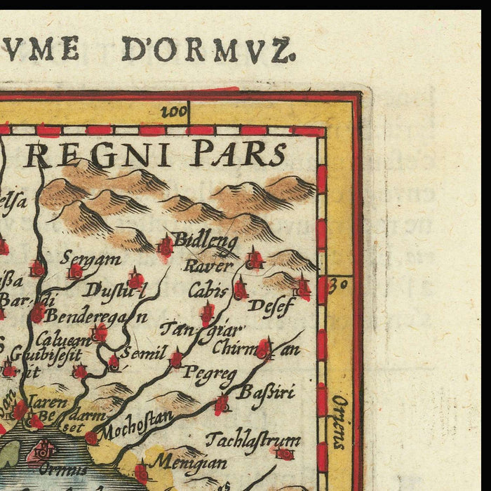 Old Map of the Persian Gulf and Straits of Hormuz by Bertius, 1600: Bahrain, Qatar, al‑Qatif