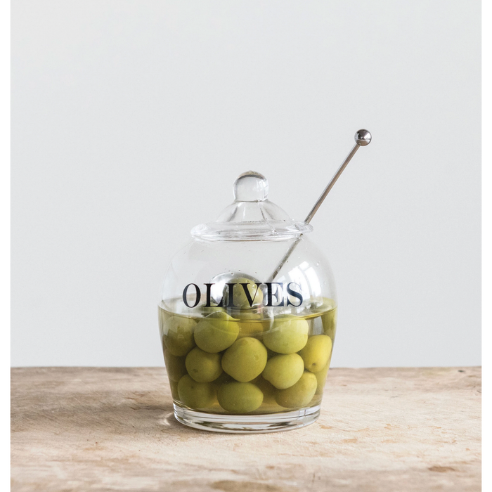 Olive Jar with Slotted Spoon