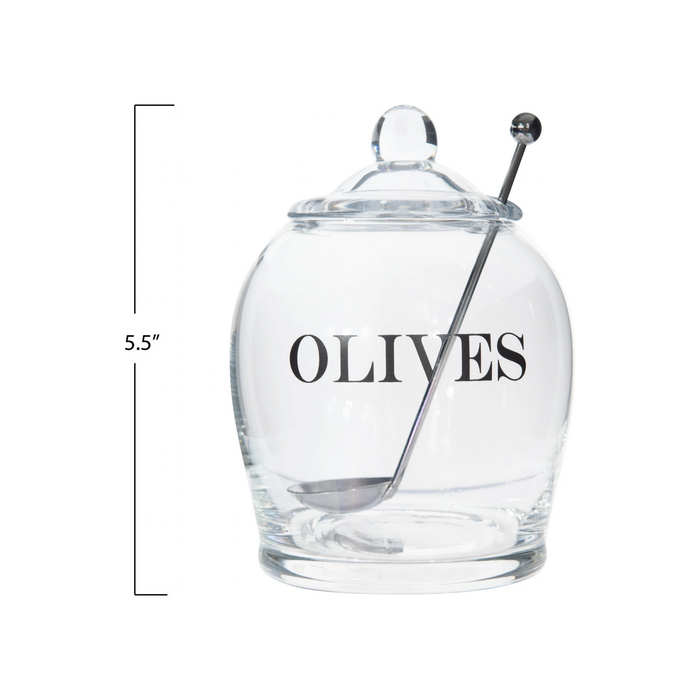 Olive Jar with Slotted Spoon