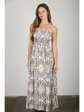 Pattern Strapless Smocked Midi Sundress