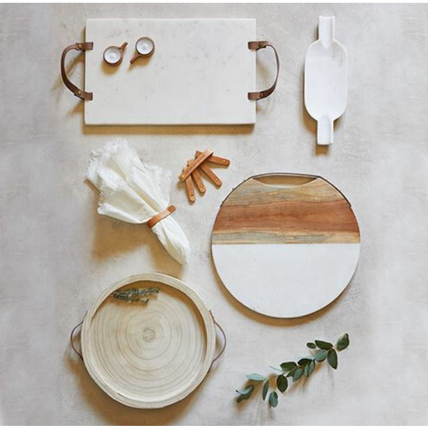 Paulownia and Leather Tray