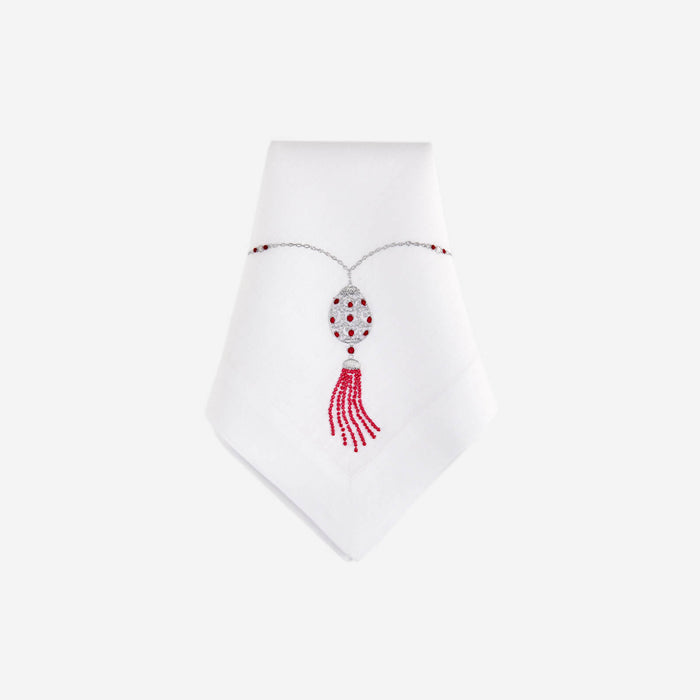 Pendant Hand-Embroidered Dinner Napkin Ruby