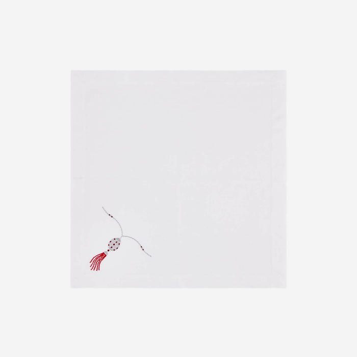 Pendant Hand-Embroidered Dinner Napkin Ruby