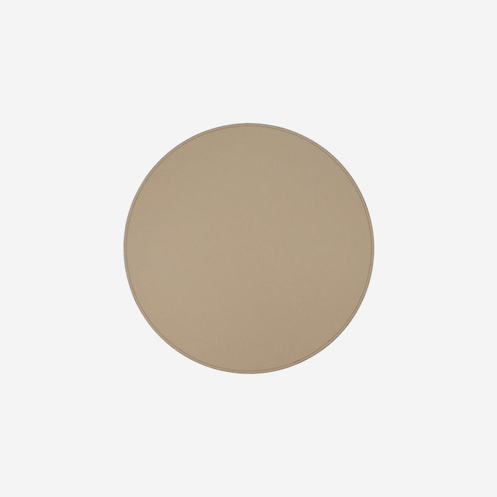 Peninsula Round Leather Placemat Taupe