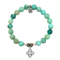 Peruvian Turquoise Gemstone Bracelet with Stronger Together Sterling Silver Charm