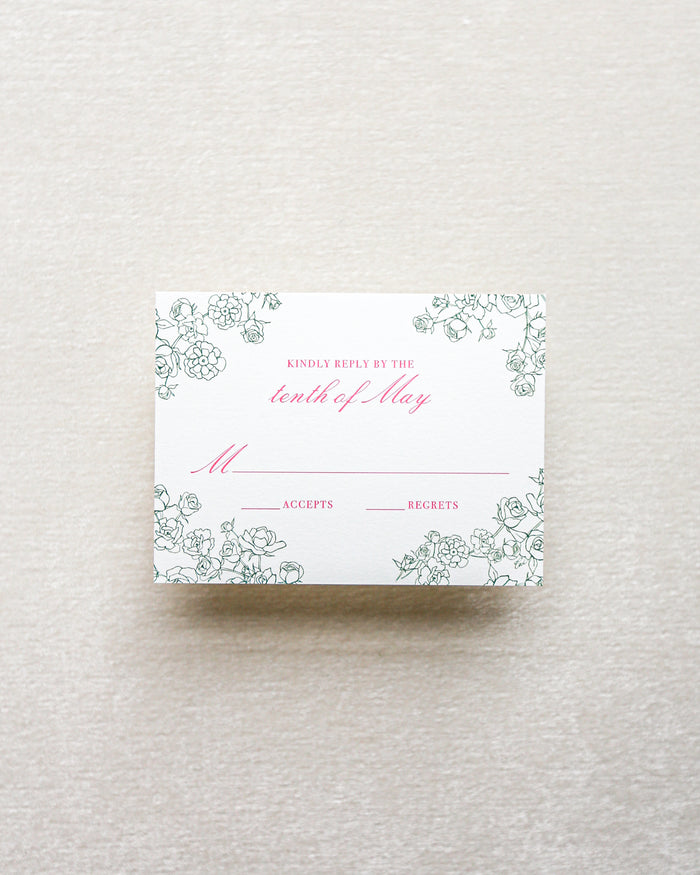 Petite Roses Vines Horizontal Reply Card