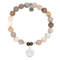 Prayers Collection: Australian Agate Gemstone Bracelet with Prayers of Luck Sterling Silver Charm