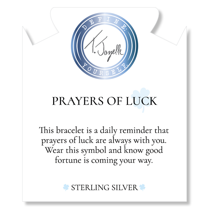 Prayers Collection: Australian Agate Gemstone Bracelet with Prayers of Luck Sterling Silver Charm