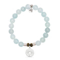 Prayers Collection: Blue Aquamarine Gemstone Bracelet with Prayers of Luck Sterling Silver Charm