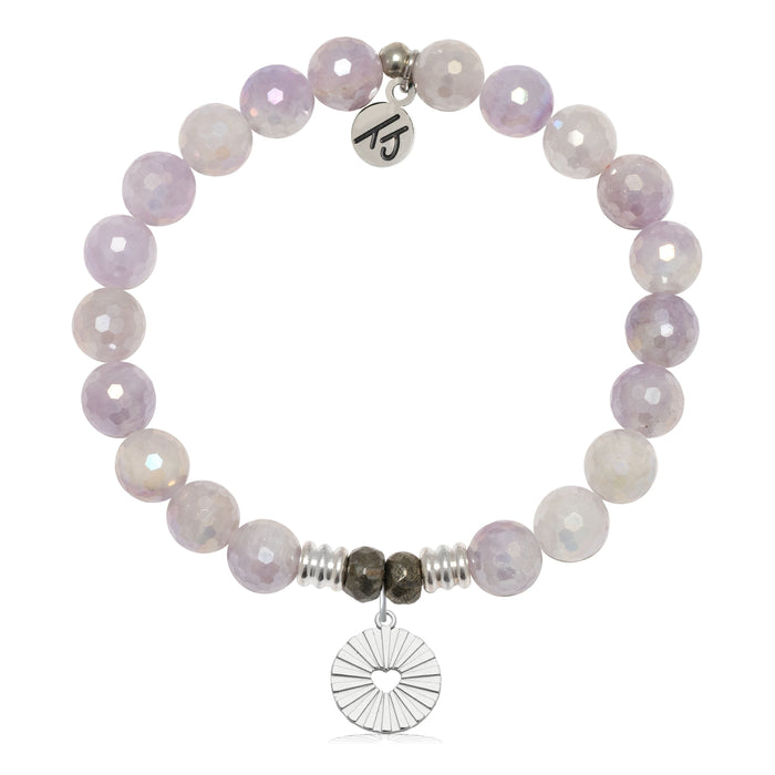 Prayers Collection: Mauve Jade Gemstone Bracelet with Prayers of Love Sterling Silver Charm