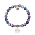 Prayers Collection: Purple Blue Jasper Gemstone Bracelet with Prayers of Angels Sterling Silver Charm