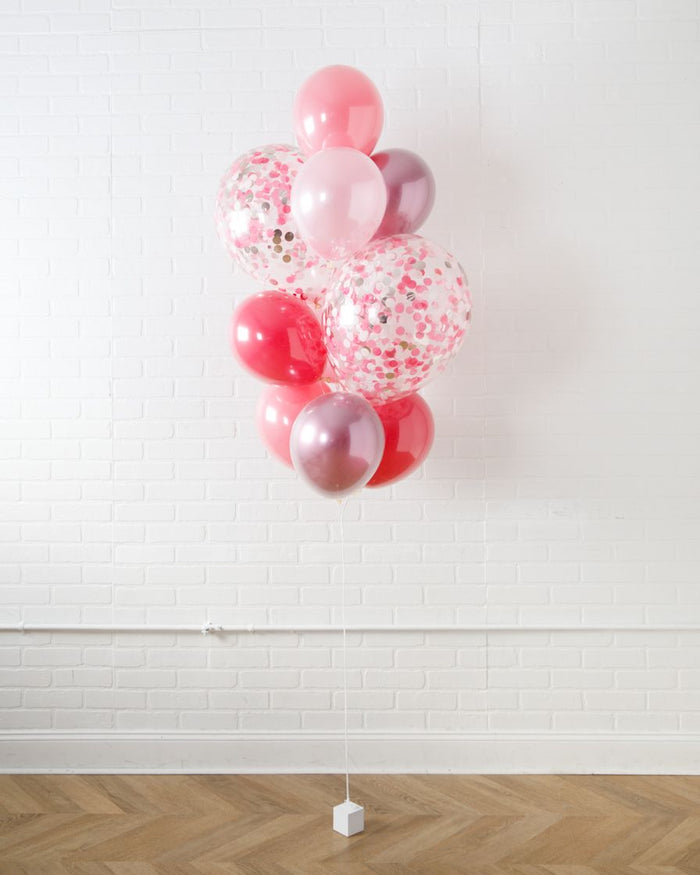Pretty in Pink - Confetti and 11in Balloons - bouquet of 10
