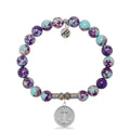 Purple Blue Jasper Gemstone Bracelet with Anchor Sterling Silver Charm
