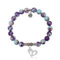 Purple Blue Jasper Gemstone Bracelet with Baby Feet Sterling Silver Charm