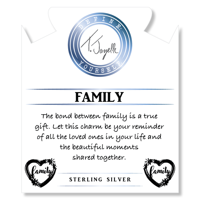 Purple Blue Jasper Gemstone Bracelet with Heart Family Sterling Silver Charm