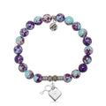 Purple Blue Jasper Gemstone Bracelet with Key to My Heart Sterling Silver Charm