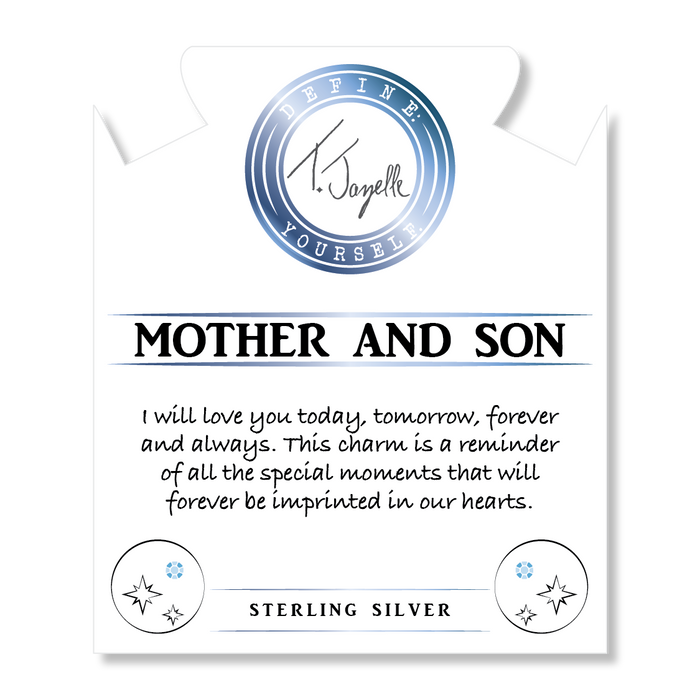 Purple Blue Jasper Gemstone Bracelet with Mother Son Sterling Silver Charm