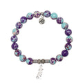Purple Blue Jasper Gemstone Bracelet with Olive Branch Sterling Silver Charm
