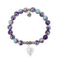 Purple Blue Jasper Gemstone Bracelet with Paradise Sterling Silver Charm