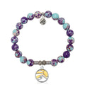 Purple Blue Jasper Gemstone Bracelet with Rising Sun Sterling Silver Charm