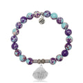 Purple Blue Jasper Gemstone Bracelet with Seashell Sterling Silver Charm