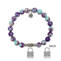 Purple Blue Jasper Gemstone Bracelet with Unbreakable Sterling Silver Charm