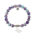 Purple Blue Jasper Gemstone Bracelet with XO Sterling Silver Charm