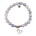 Purple Turquoise Gemstone Bracelet with Baby Feet Sterling Silver Charm