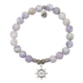 Purple Turquoise Gemstone Bracelet with Captain Wheel Sterling Silver Charm