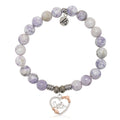Purple Turquoise Gemstone Bracelet with Heart Sister Sterling Silver Charm