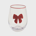 Red Bow Beaded Wine Glass