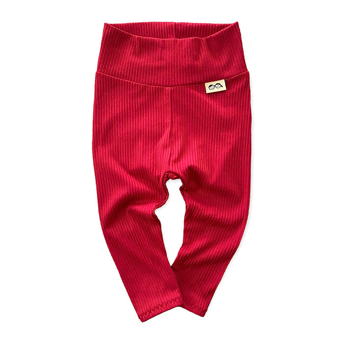 Red Ribbed Leggings