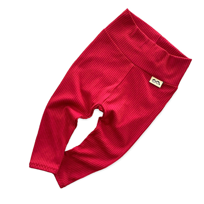 Red Ribbed Leggings
