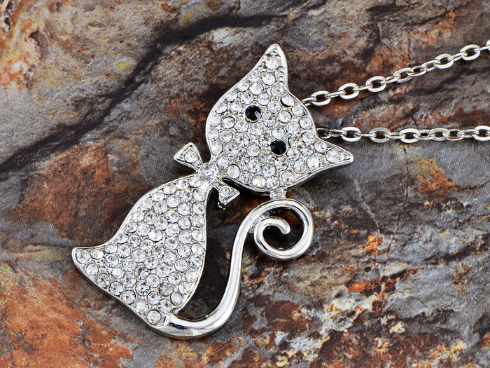 Rich Bow Tied Cat Necklace Pendant - ALILANG.COM