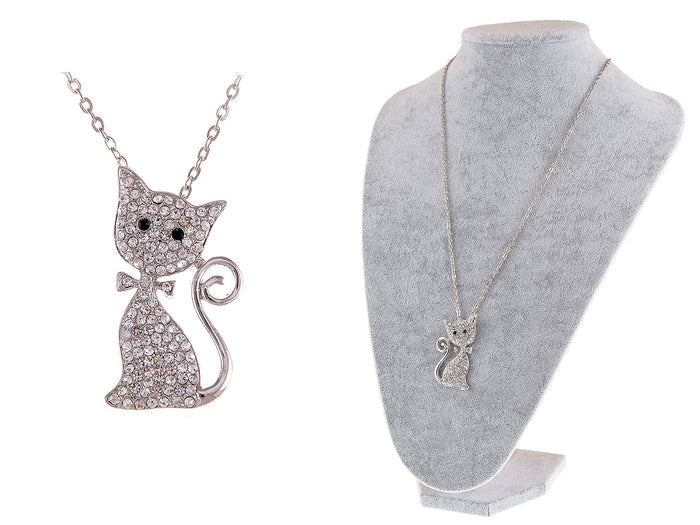 Rich Bow Tied Cat Necklace Pendant - ALILANG.COM