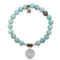 Robins Egg Agate Gemstone Bracelet with Anchor Sterling Silver Charm