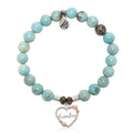 Robins Egg Agate Gemstone Bracelet with Heart Grandma Sterling Silver Charm