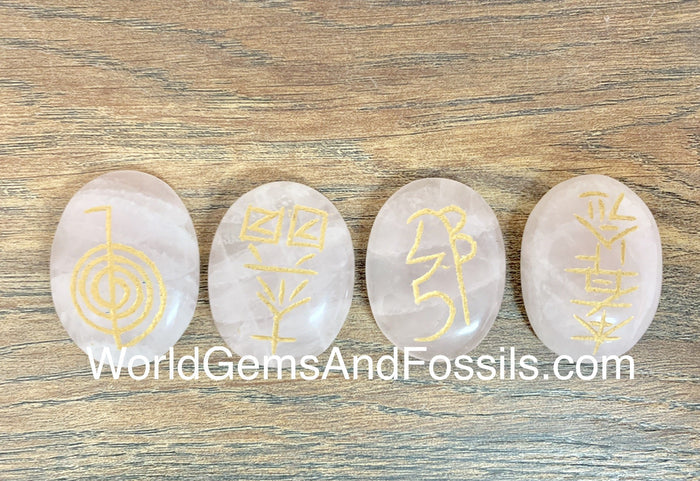 Rose Quartz Reiki Engraved Smooth Stones