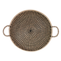 Round Decorative Seagrass & Bamboo Tray w/ Rope Handles, Natural & Black