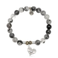 Rutilated Quartz Gemstone Bracelet with Angel Love Sterling Silver Charm